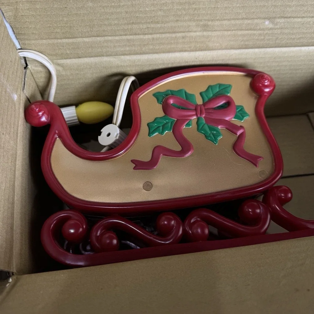 Vintage Mr‎ Christmas 1994 Stepping Santa Ladder Sled Lights Music Motion